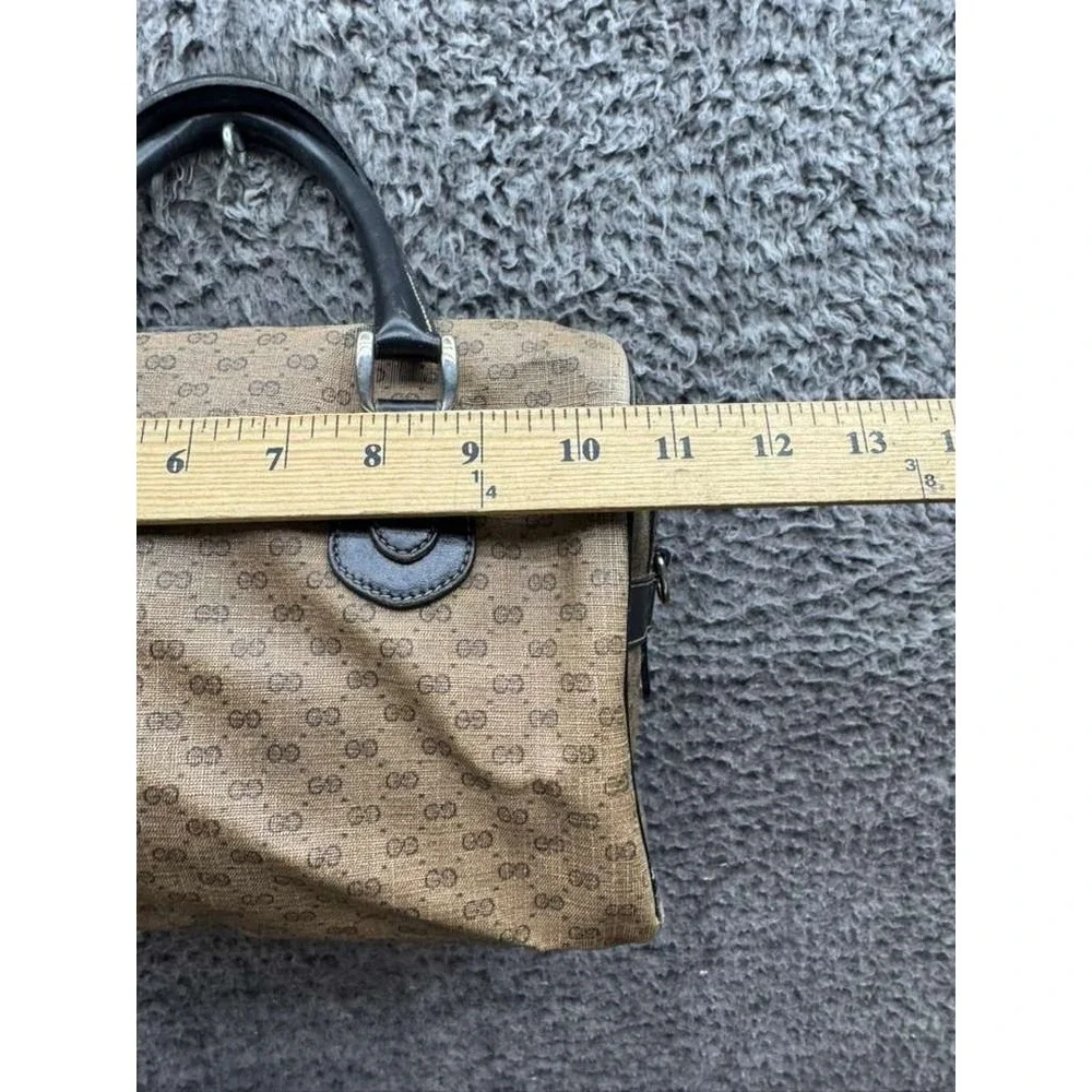Vintage 80's Gucci‎ GG Monogram Canvas Mini Boston Top Handle Satchel Bag Brown